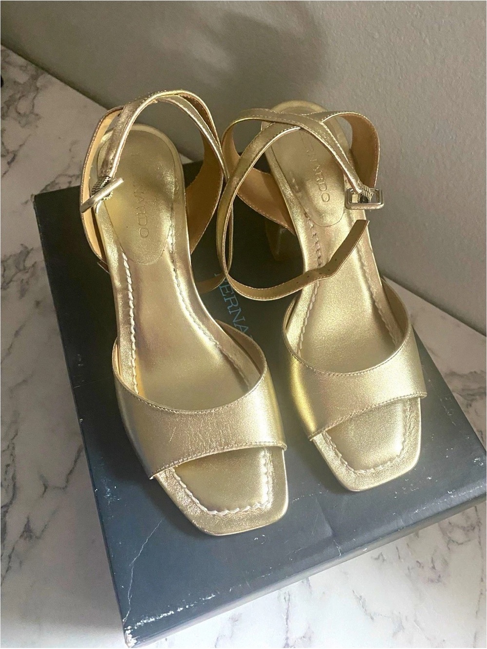 Gold Strappy High Heel Sandals - Aldo
